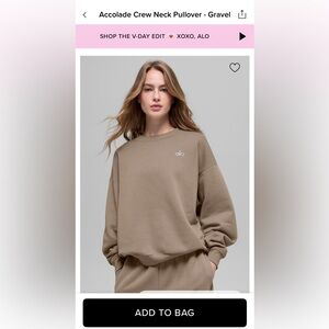 ALO Yoga Gravel Accolade Crew Neck pullover sweatshirt